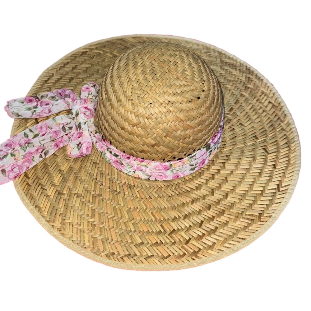 J Hats Wide Brim Sun  hat Womens Multi  floral pink  Scarf Band One Size FA